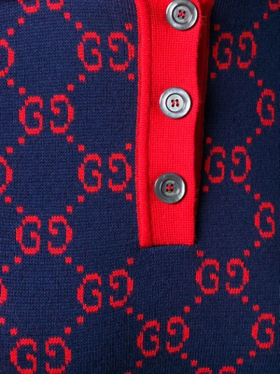 GUCCI GG SUPREME KNITTED POLO - 蓝色