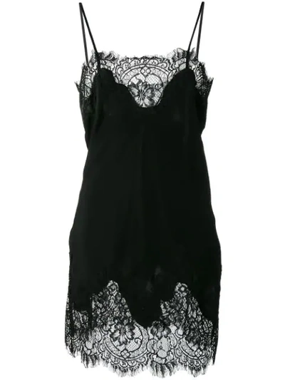 Shop Gold Hawk Lace Detail Slip Dress In Black