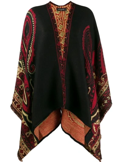 Shop Etro Paisley Draped Cardi-coat In Black