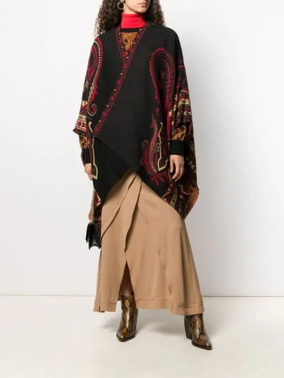 Shop Etro Paisley Draped Cardi-coat In Black