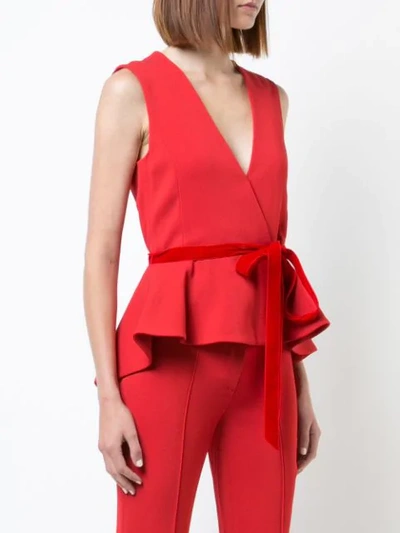 Shop Adam Lippes Sleeveless Peplum Top - Red