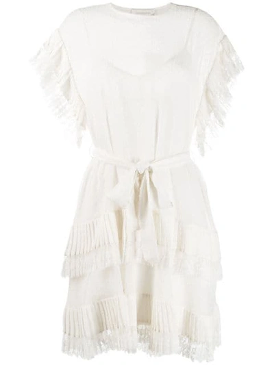Shop Zimmermann Short Sleeve Tiered Dress In White