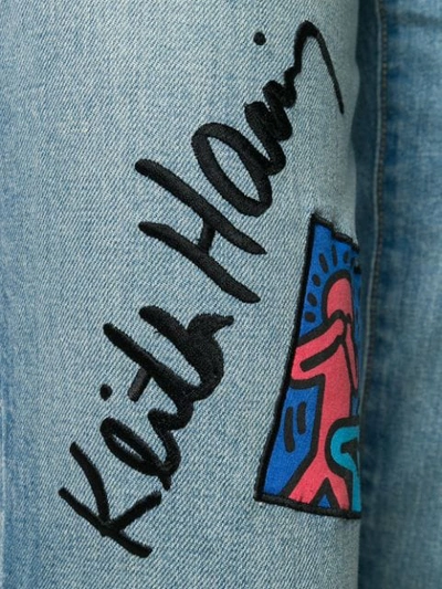 Shop Alice And Olivia X Keith Haring Patch Jeans In Blue