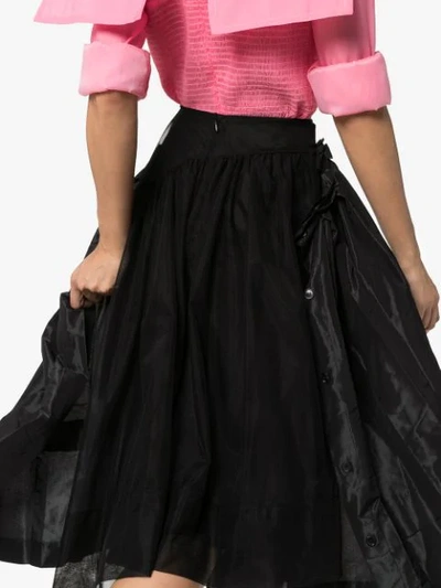 Shop Simone Rocha Asymmetric Taffeta Midi Skirt In Black
