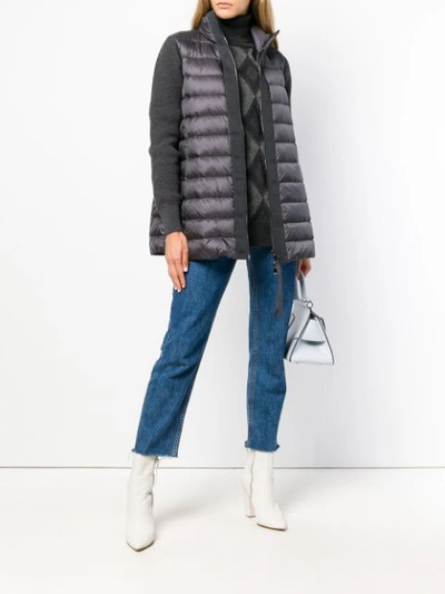 Shop Moncler Padded Cardigan Coat - Grey