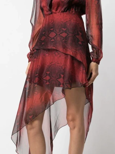 Shop Amiri Snake Print Asymmetrical Dress In Red