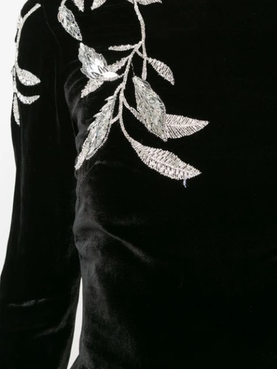 Shop Oscar De La Renta Threadwork And Bead Embroidered Gown - Black