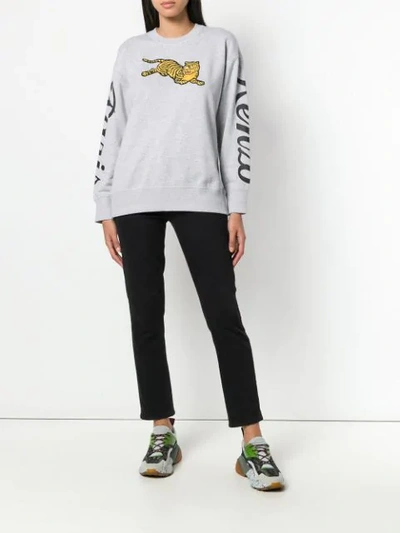 Shop Kenzo Jumping Tiger Sweatshirt In Grey