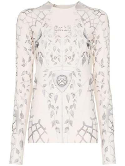 Shop Gmbh Graphic Print Long-sleeve Top In Neutrals