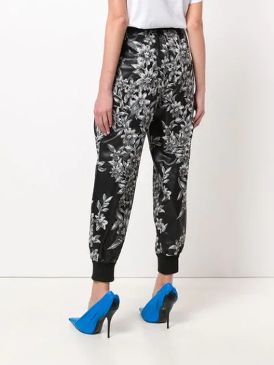 Shop Fendi Floral Tapered Trousers In Black