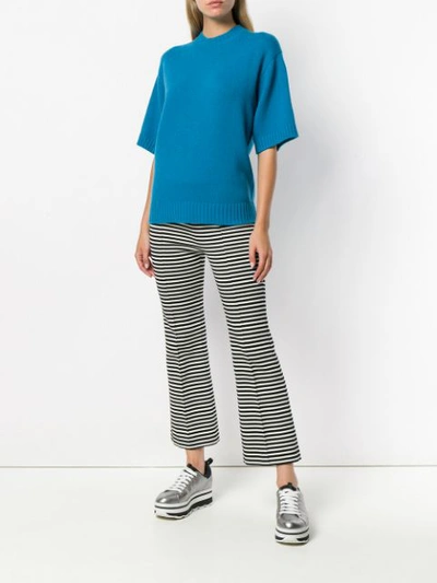 Shop Prada Short-sleeve Knitted Top - Blue