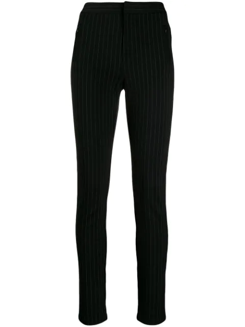 black pinstripe skinny trousers