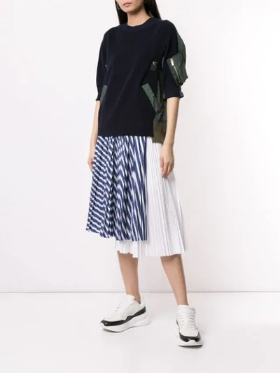 Shop Sacai Pleated Midi Skirt In White