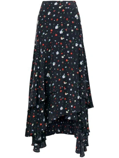 Ganni Nolana Silk Wrap Skirt In Black | ModeSens