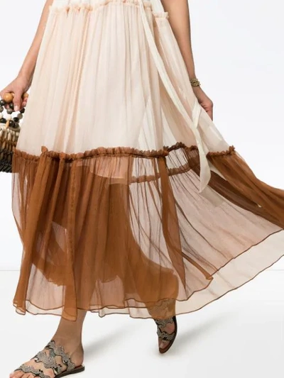 Shop Lee Mathews Celia Belted Silk Midi Dress In Neutrals
