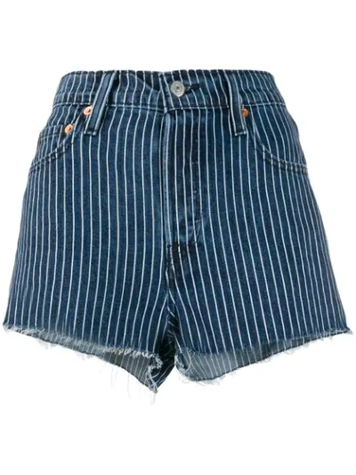 Shop Levi's Striped Short Shorts In Blue
