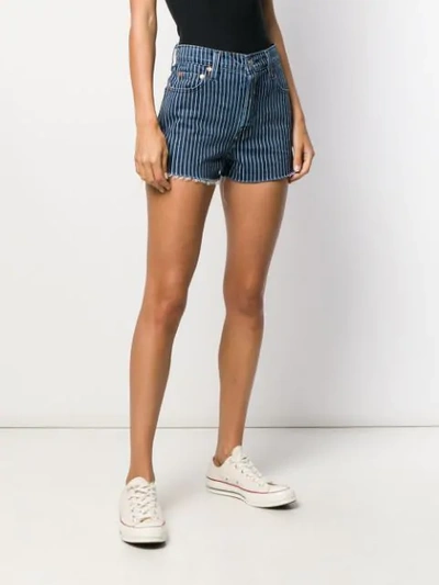 Shop Levi's Striped Short Shorts In Blue