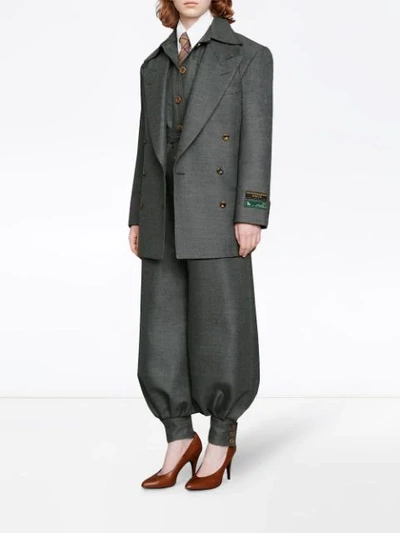 Shop Gucci Belted Wool Jumpsuit In Grey