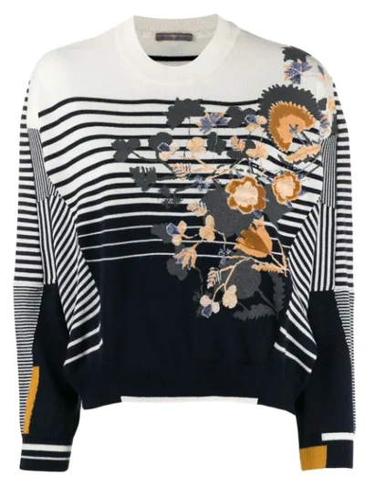 Shop High By Claire Campbell Floral Embroidered Jumper In Blue