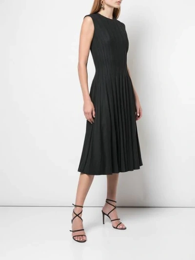 Shop Oscar De La Renta Ribbed Midi Dress In Black