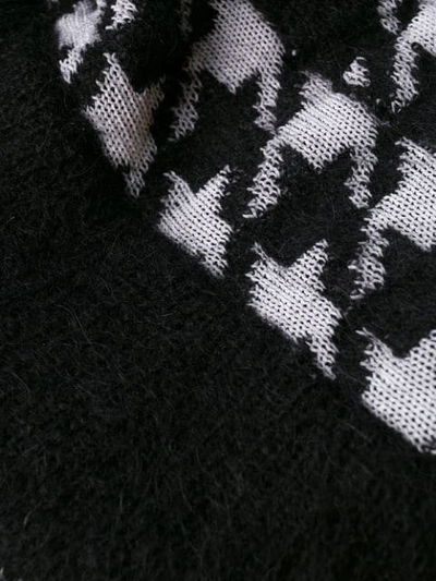 Shop Balmain Houndstooth Knit Cardigan In Black