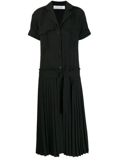 Shop Victoria Victoria Beckham Pleated Skirt Shirt Dress In Black