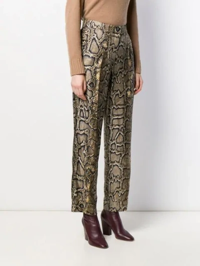 Shop Victoria Beckham Snakeskin Effect Straight Trousers In Black