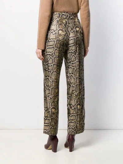 Shop Victoria Beckham Snakeskin Effect Straight Trousers In Black