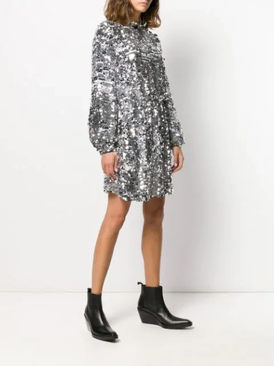 Shop Msgm Sequins Short Dress In Metallic