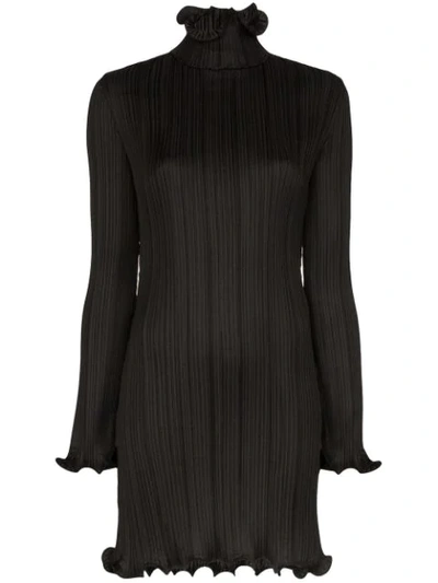 Shop Givenchy Plissé Ruffle-trim Dress In Black