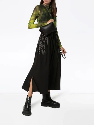 Shop Paskal Floral Laser-cut Midi Skirt In Black