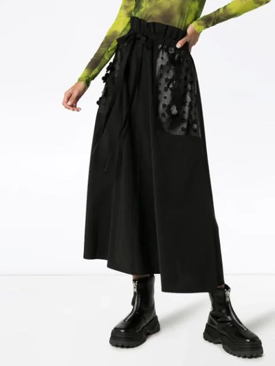 Shop Paskal Floral Laser-cut Midi Skirt In Black