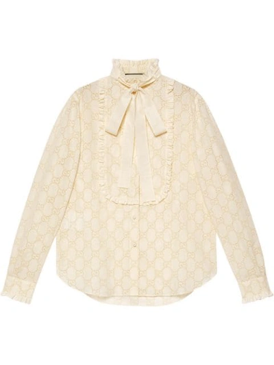 Shop Gucci Gg Broderie Anglaise Shirt In 9011 White