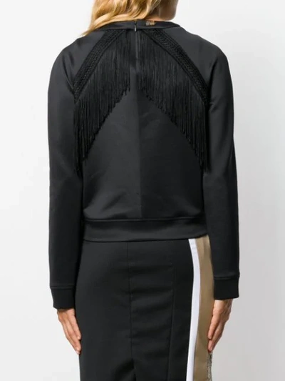Shop Cavalli Class Fringe-trimmed Sweatshirt In Black