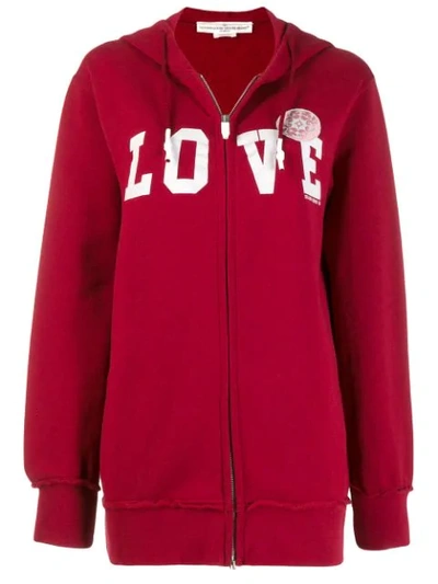 Shop Golden Goose Love Print Oversized Hoodie In Red