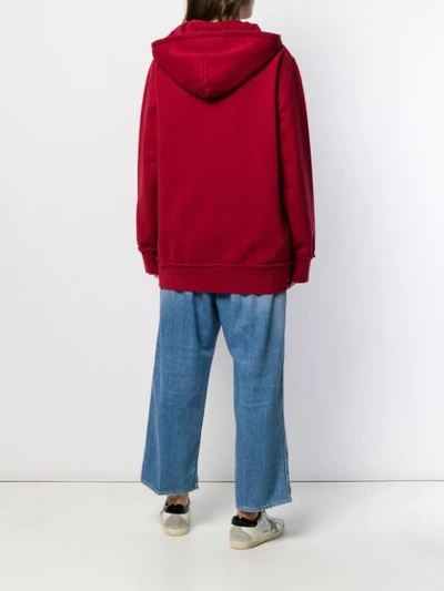 Shop Golden Goose Love Print Oversized Hoodie In Red