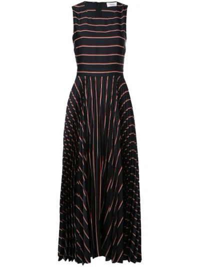 Shop A.l.c Striped Pleated Long Dress In Blue