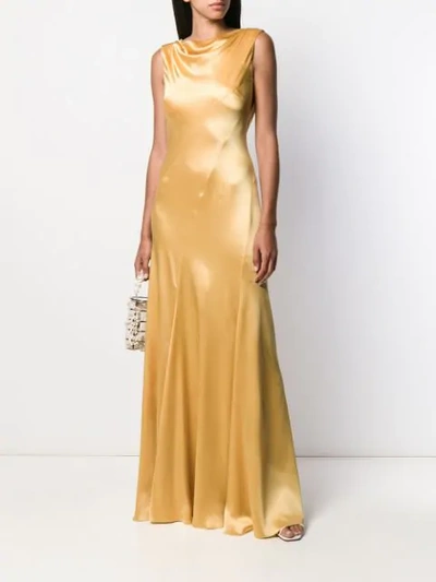 Shop Alberta Ferretti Draped Long Dress In Yellow