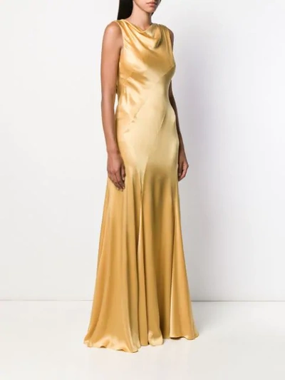 Shop Alberta Ferretti Draped Long Dress In Yellow