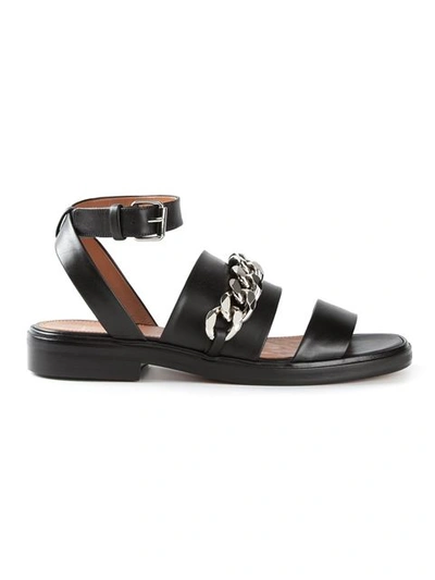 Givenchy Chain-embellished Leather Sandals In Black