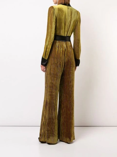 Shop Diane Von Furstenberg Velvet Plunge Jumpsuit In Golden Rod/cabernet/multi