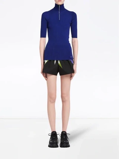 Shop Prada Wool And Silk Sweater In Blue