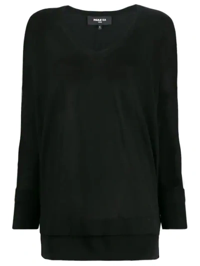 Shop Paule Ka Layered-effect V-neck Pullover In Black