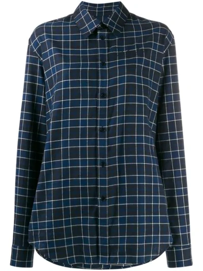Shop Martine Rose Check Print Long-sleeved Shirt In Blue