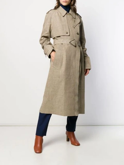 Shop Bottega Veneta Textured Belted Coat In Neutrals