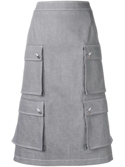 Shop Thom Browne Hunting Cardigan Skirt In 035 Medium Grey