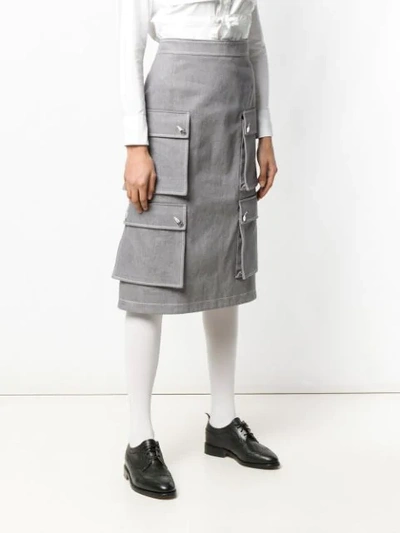 Shop Thom Browne Hunting Cardigan Skirt In 035 Medium Grey