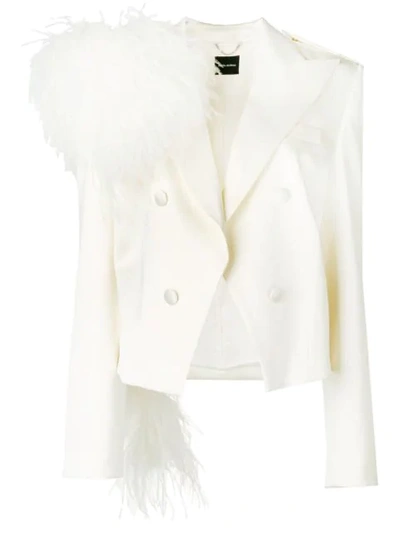 Shop Magda Butrym Lubeck Feather Applique Blazer - White