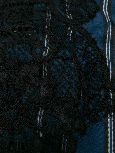 Shop Gold Hawk Lace-detail Striped Top In Blue