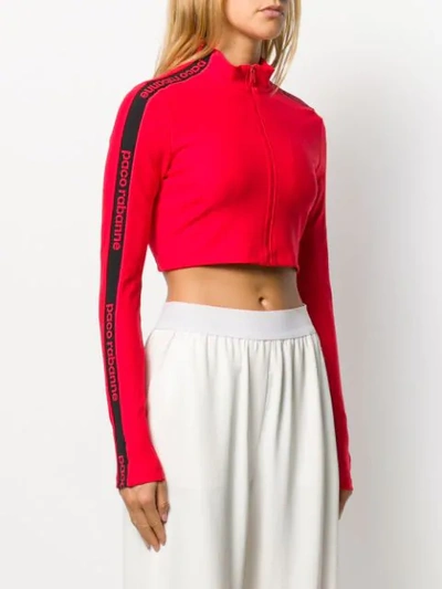 Shop Paco Rabanne Logo Tape Cropped Jacket In Red